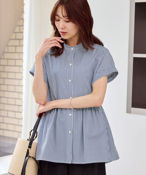 ロペピクニック　ストライプ柄ゆったりブラウス　他3枚 ROPE' PICNIC（ロペ ピクニック） ブラウス シャツ バンドカラー