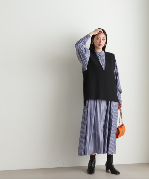「N.（N. Natural Beauty Basic）」 コンビワンピース MEDIUM ブルー レディースの画像
