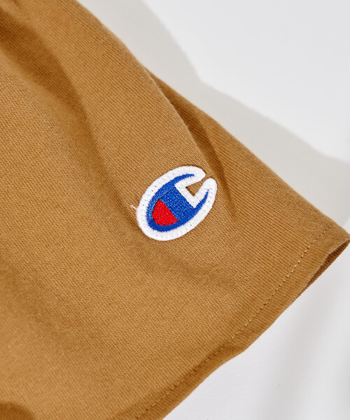 tシャツ Champion × FREAK'S STORE/チャンピオン 別注 切替ギャザー 袖フレア Tシャツ レディースの画像