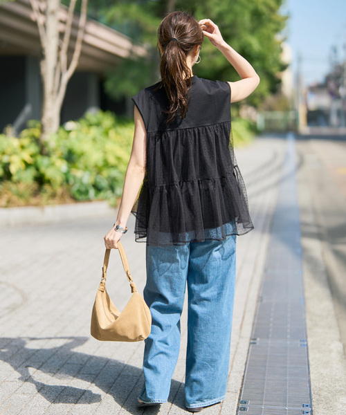 tシャツ 「一部店舗+WEB限定」ドットチュールティアードTシャツ レディースの画像