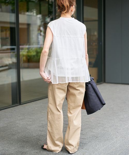 tシャツ 「一部店舗+WEB限定」ドットチュールティアードTシャツ レディースの画像