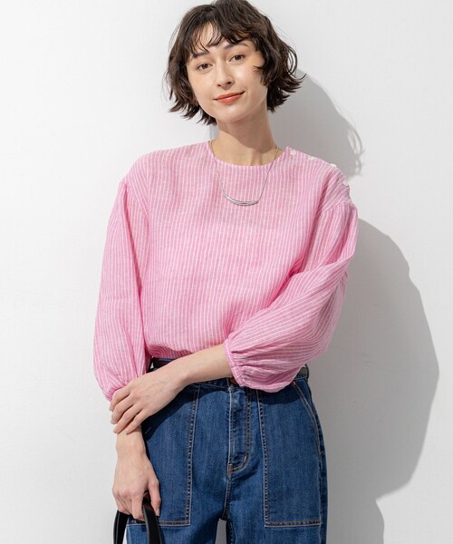 リネンシャツ ブラウス シャツ LIBECOリネン ボリュームスリーブ