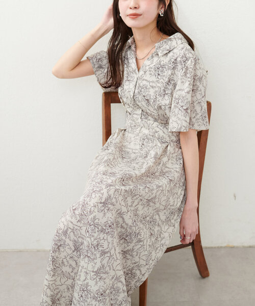 「natural couture」 半袖ワンピース LARGE サックスブルー レディース_画像2