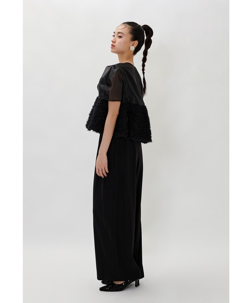 「niana」 オールインワン M ベージュ×ブラック レディース_画像6