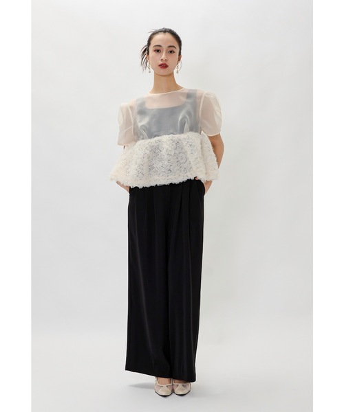 「niana」 オールインワン M ベージュ×ブラック レディース_画像8