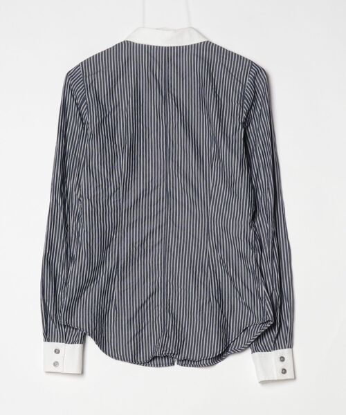 「DIESEL BLACK GOLD」 ストライプ柄長袖シャツ 40 ネイビー レディース_画像2