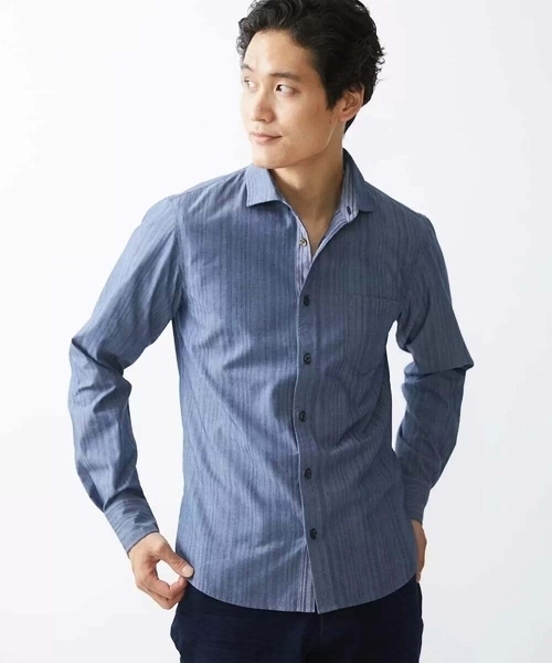 「MK MICHEL KLEIN HOMME 」 長袖シャツ 46 ボルドー メンズ_画像4
