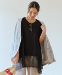 tシャツ レース切り替えハーフスリーブカットソ...の詳細画像4