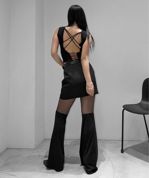 LVEU.（ラブユ） タンクトップ ノースリーブ 「LVEU.」バッククロス 