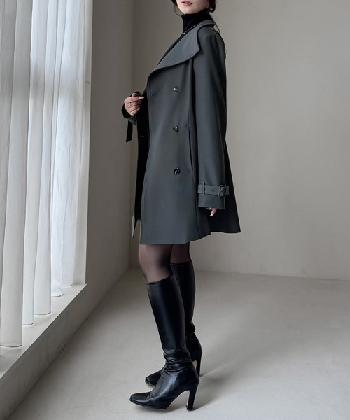 希少✨ courreges クレージュ 金ボタン ダブル　レザー ロングコート Louere（ルエレ） トレンチコート コート 2wayカラーダブルボタン
