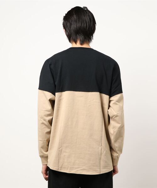 LGB メンズ ロングスリーブ シンプル カットソー ベージュ B.I.D. tシャツ ツートンロングスリーブドロップカットソー メンズ