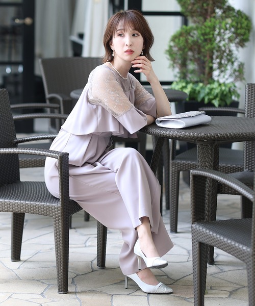 新品未使用　パンツドレス　オケージョンドレス　ワイドパンツ PourVous パンツドレス ワイドパンツフォーマルお呼ばれロング丈