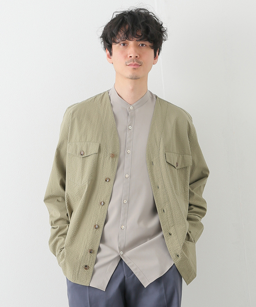 ノーカラーシャツ LARDINI シャツ ブラウス 【LARDINI / ラルディーニ】シア