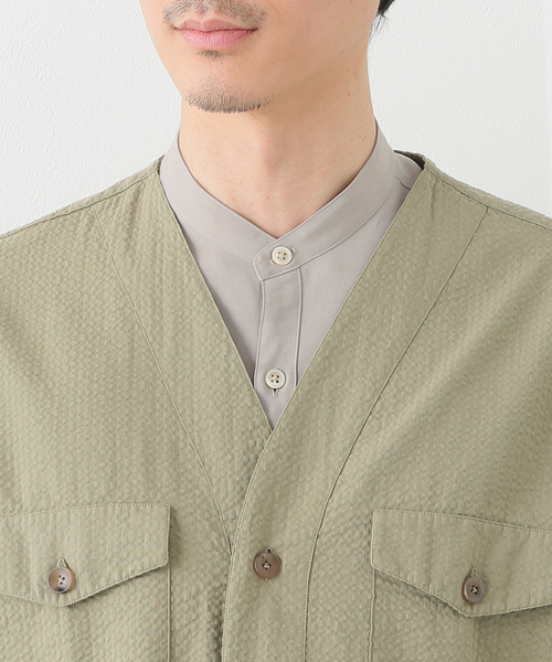 ノーカラーシャツ LARDINI シャツ ブラウス 【LARDINI / ラルディーニ】シア