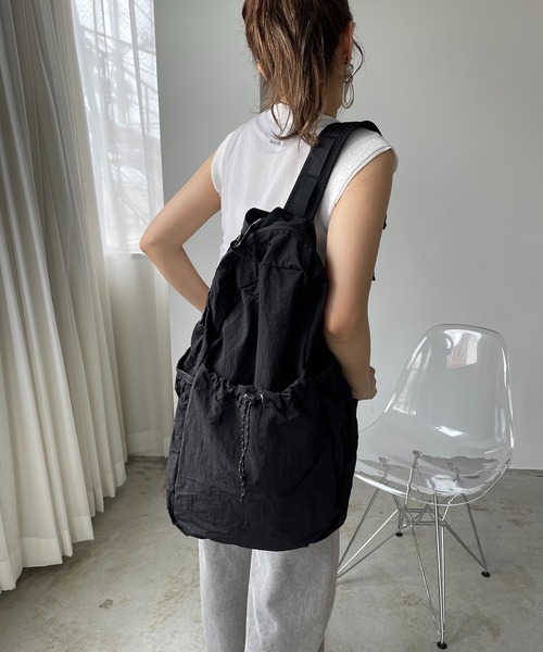 DIESEL レザー ドローストリングバックパック 210nouve デイバック リュック ドローストリングナイロンバック