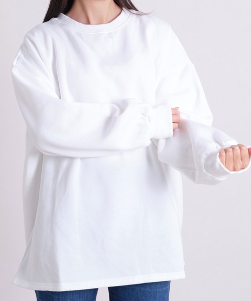 tシャツ 裏起毛ドロップショルダートレーナー レディース