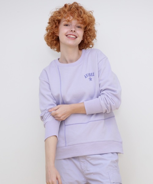 トレーナー スウェット COLOR STITCH SWEAT SHIRT/カラーステッチ スウェットシャツ レディース
