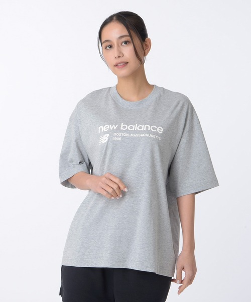 ★ニューバランス 男女共用 ヘリテージ 半袖 Tシャツ New Balance tシャツ Linear Heritage オーバーサイズショート