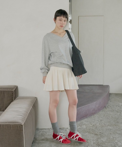 トレーナー スウェット loose v-neck sweatshirt / ルーズVネックスウェットシャツ レディース GIUNON トレーナー スウェット loose v-neck sweatshirt