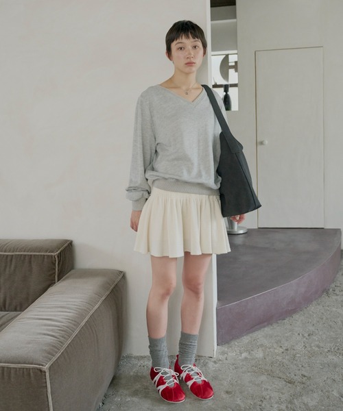 トレーナー スウェット loose v-neck sweatshirt / ルーズVネックスウェットシャツ レディース GIUNON トレーナー スウェット loose v-neck sweatshirt
