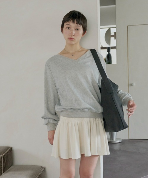 GIUNON トレーナー スウェット loose v-neck sweatshirt / ルーズV
