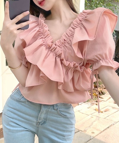 REMUR ブラウス シャツ 2WAY フリルオフショル トップス レディース