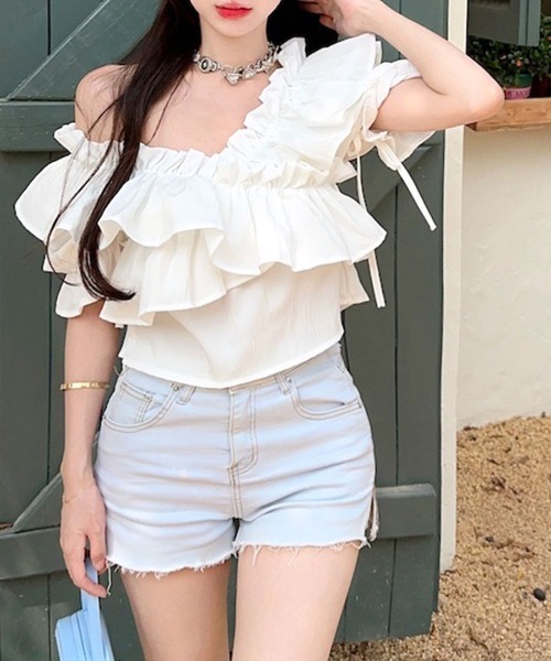 REMUR ブラウス シャツ 2WAY フリルオフショル トップス レディース