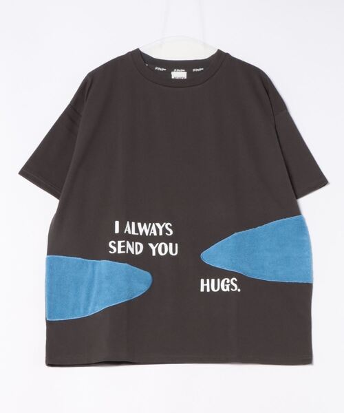 tシャツ 「Hi Hey Hoooo/ハイヘイホー」クマ サメ バックハグTシャツ　アニマルシリーズ レディース LB/S tシャツ 「Hi Hey Hoooo/ハイヘイホー」クマ サメ