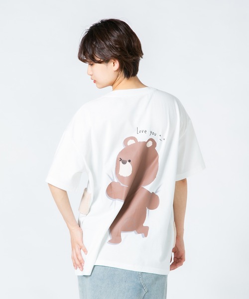 tシャツ 「Hi Hey Hoooo/ハイヘイホー」クマ サメ バックハグTシャツ　アニマルシリーズ レディース セール】【Hi Hey Hoooo/ハイヘイホー】クマ サメ バックハグT