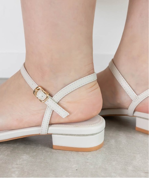 RANDA サンダル グリッターピース ナローストラップサンダル