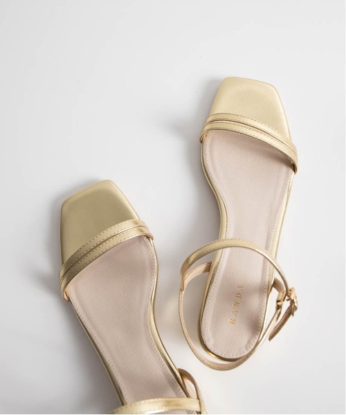 RANDA サンダル グリッターピース ナローストラップサンダル