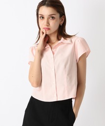 ブラウス シャツ 「2025SS」チュールレイヤードストライプクロップドシャツ レディース Sawa a la mode レディース トップス シャツ ブラウス 異素材