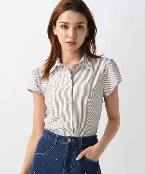 FOREVER21 ブラウス シャツ 「2024SS」ストライプクロップド