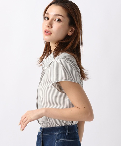 FOREVER21 ブラウス シャツ 「2024SS」ストライプクロップド