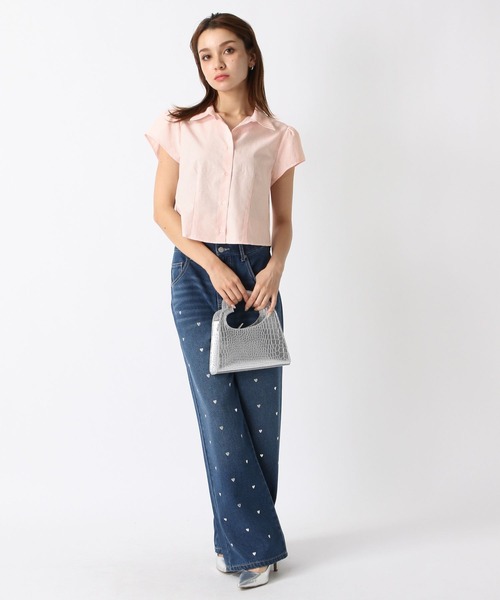 FOREVER21 ブラウス シャツ 「2024SS」ストライプクロップド