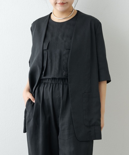 317t*美品 25SS ウィムガゼット ハーフスリーブジャケット Whim Gazette（ウィム ガゼット） ジャケット ノーカラージャケット