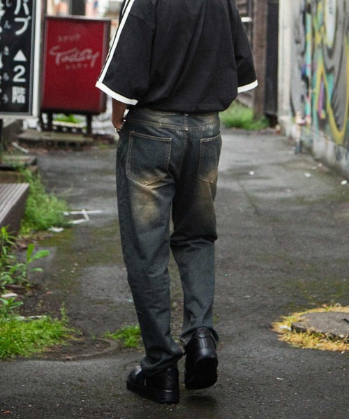 YKKジッパーボリューミーデニムパンツ(M/L) O5020 SIDE ZIP WIDE DENIM PANTS/サイドジップワイドデニムパンツ