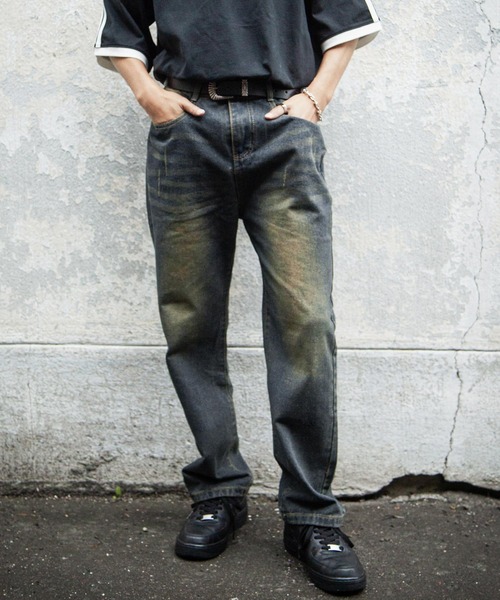 YKKジッパーボリューミーデニムパンツ(M/L) O5020 SIDE ZIP WIDE DENIM PANTS/サイドジップワイドデニムパンツ
