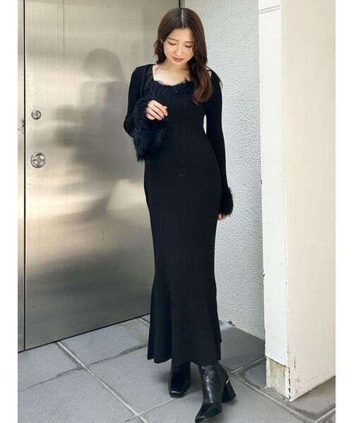 MERCURYDUOワンピースボレロ付き新品未使用♡ MERCURYDUO ワンピース ボレロSETバイカラーリブニット