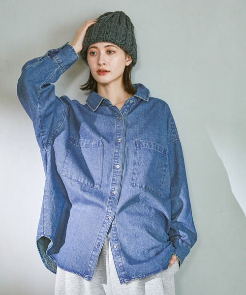 LAKOLE（ラコレ） ブラウス シャツ ケミカルウォッシュシャツ長袖