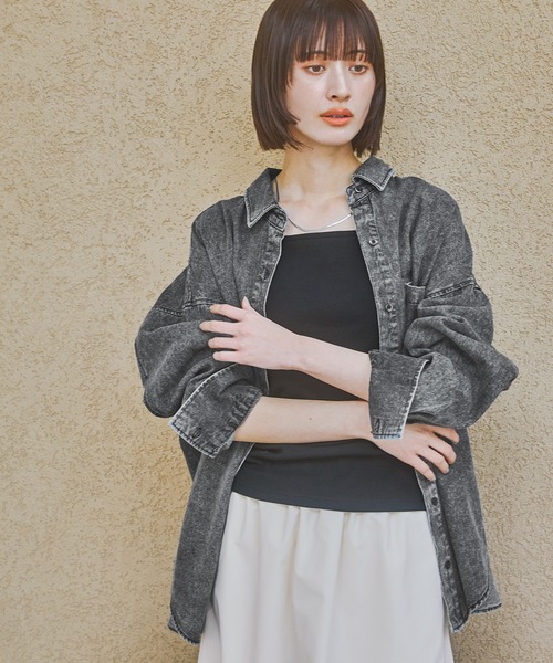 LAKOLE（ラコレ） ブラウス シャツ ケミカルウォッシュシャツ長袖