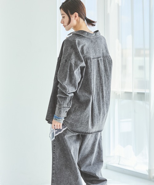 LAKOLE（ラコレ） ブラウス シャツ ケミカルウォッシュシャツ長袖