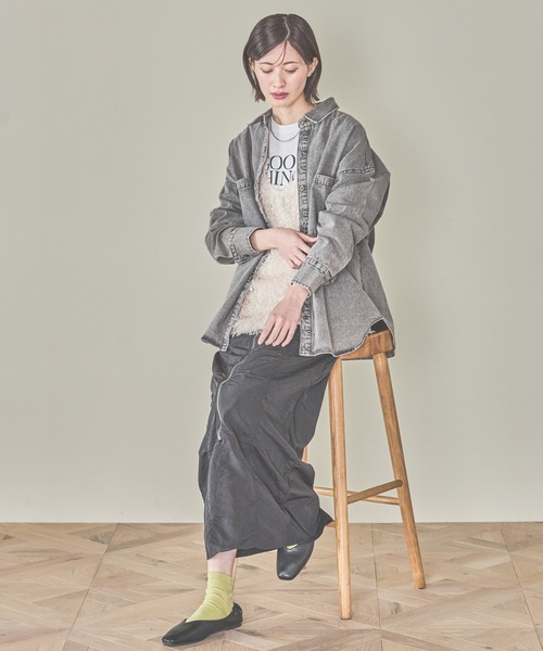 LAKOLE（ラコレ） ブラウス シャツ ケミカルウォッシュシャツ長袖