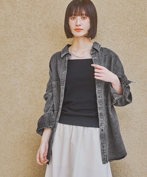 LAKOLE（ラコレ） ブラウス シャツ ケミカルウォッシュシャツ長袖