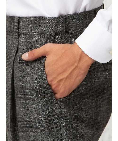 定価5万 フランクリンテーラード ウールスラックス グレー チェック 3 日本製 Perfect Suit FActory（パーフェクト スーツ ファクトリー