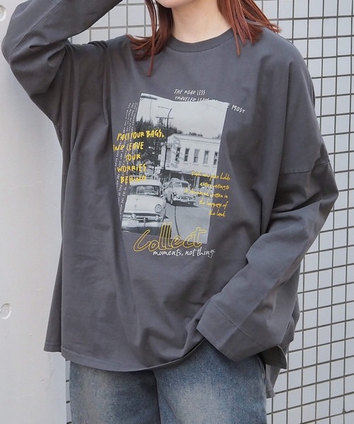 tiptop tシャツ ヴィンテージプリントBIGロンT レディース