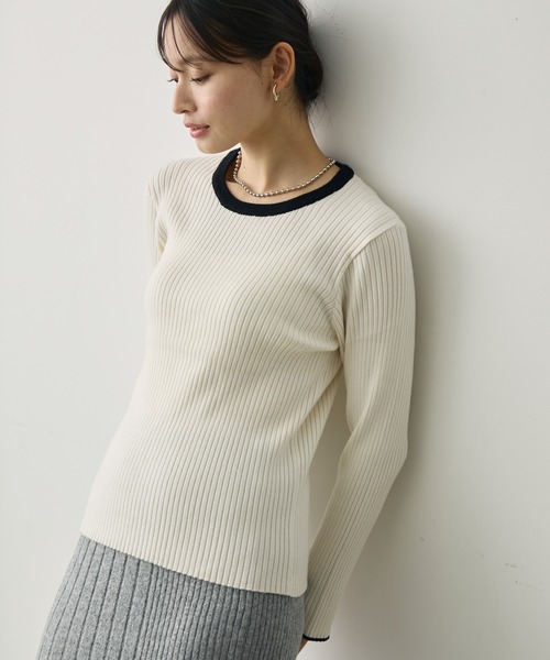 MARK&LONA コード　レディース　クルーネックセーター ニット セーター 「4色展開M/Lサイズ」洗える クルーネックリブニット