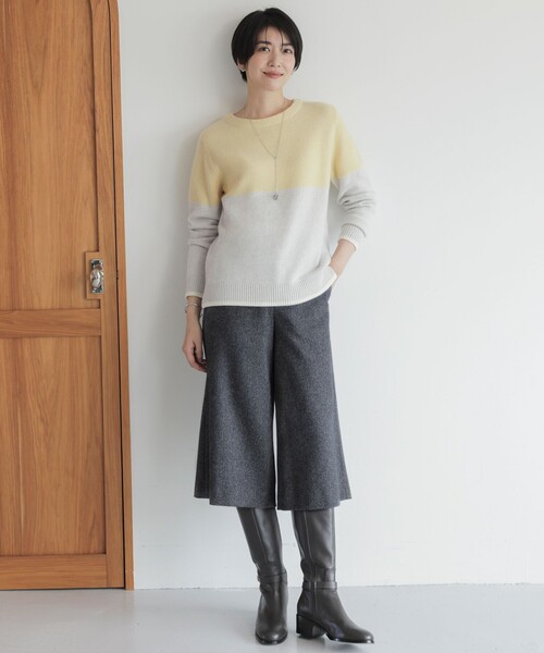 パンツ 「WEB限定」ネップヘリンボーン ガウチョ レディース