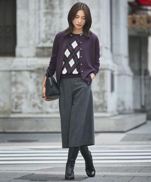 パンツ 「WEB限定」ネップヘリンボーン ガウチョ レディース