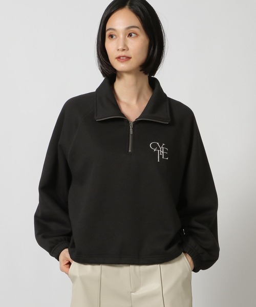 LAKOLE（ラコレ） トレーナー スウェット 刺繍ロゴハーフZIPプル